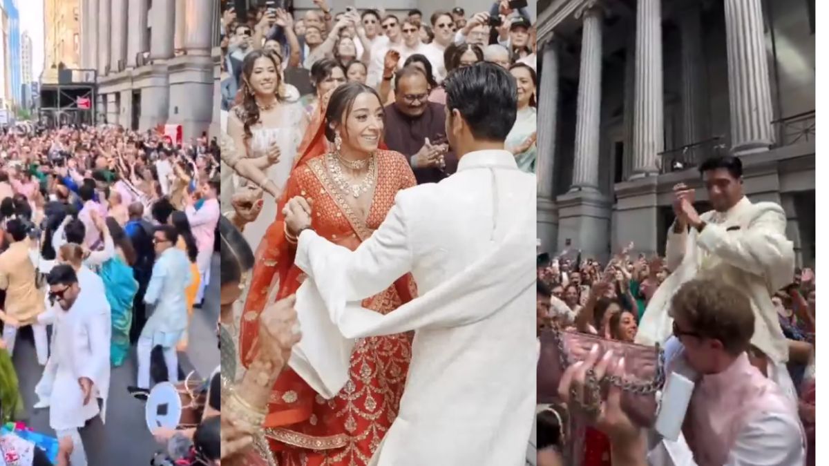 Desi Baraat, Dhols And Lehengas Shuts Down Wall Street: Million Dollar Indian Wedding Goes Viral In New York | Watch
