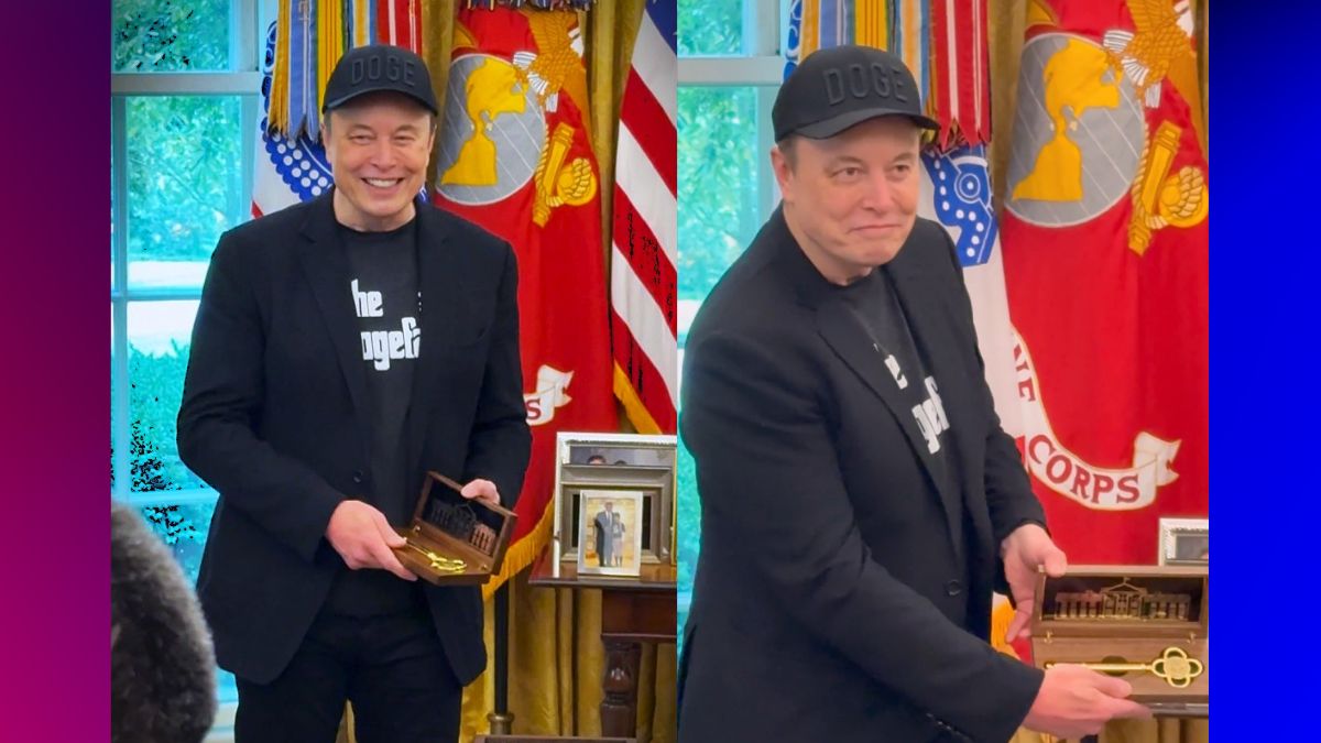 Trump Gifts Golden 'White House Key' To Elon Musk In Oval Office Farewell; Affirms DOGE's Mission Will Continue