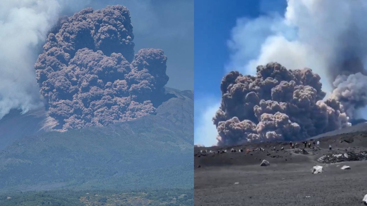 Mount Etna Erupts With Massive Ash, Forcing Tourists To Flee Down Volcano Slopes In Sicily | Video Goes Viral