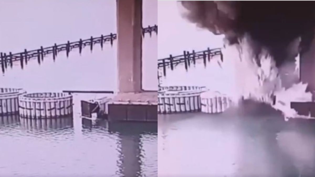 Ukraine Claims Attack On Russia’s Kerch Bridge Using 1,100 Kg Of Underwater Explosives | VIDEO