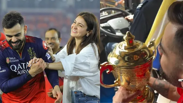 namma-bengaluru-anushka-sharma-captures-virat-kohli-with-ipl-2025-trophy-in-rcb-bus-as-sea-of-fans-welcome-them-in-bengaluru