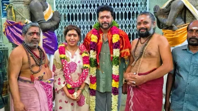 ravi-mohan-and-kenishaa-francis-visit-temple-amid-aarti-ravi-divorce-controversy-photos