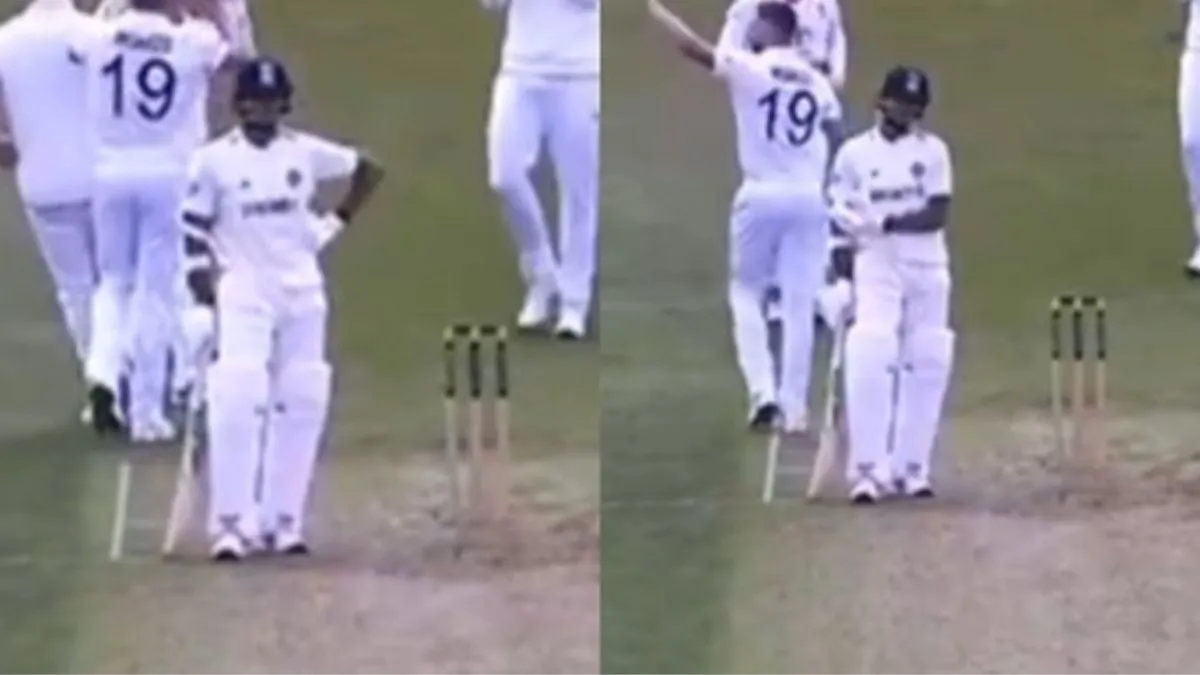 inda-vs-engl-2nd-unofficial-test-2025-yashasvi-jaiswal-shows-dissent-at-umpires-decision-points-towards-leg-after-controversial-lbw-dismissal-on-day-1-watch