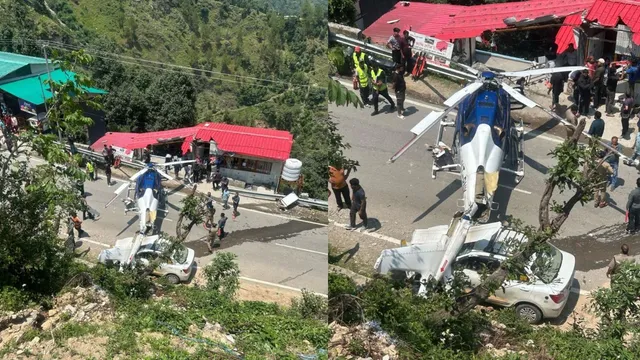 uttarakhand-helicopter-makes-emergency-landing-in-rudraprayag-district-due-to-technical-fault