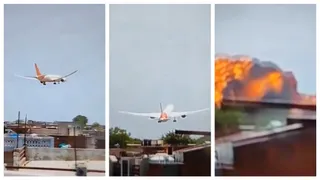 Ahmedabad Plane Crash: First Video Of Air India Flight Falling On Ground, Turning Into Fireball | Video