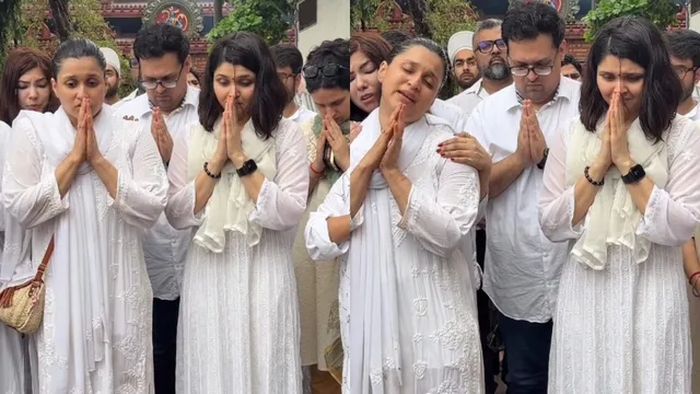 Mannara Chopra And Her Sister Mitali Break Down At Father Raman Rai Handa's Last Rites