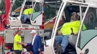 Trump’s Flagpole Unveiling Turns Comic As Crane Operator Naps On Duty; Internet Calls It 'The Ultimate Mood' | Watch Viral Video
