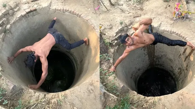 real-life-spider-man-stuns-internet-as-man-climbs-in-and-out-of-well-using-his-hands-viral-video
