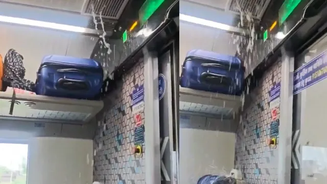 massive-water-leakage-soaks-delhi-bound-vande-bharat-viral-video-triggers-outrage-complimentary-waterfall