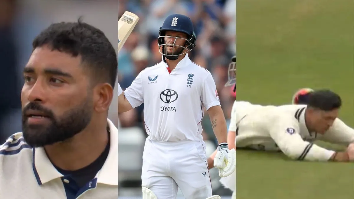 ind-vs-eng-1st-test-mohammed-siraj-frustrating-reaction-video-yashasvi-jaiswal-catch-drop-ben-duckett-century-leeds-test-updates