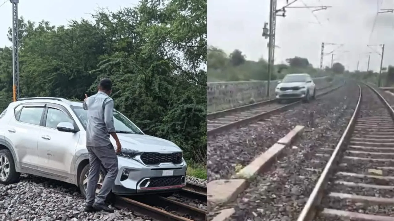 watch-viral-video-shows-women-driving-kia-sonet-on-rail-track-disrupts-train-services