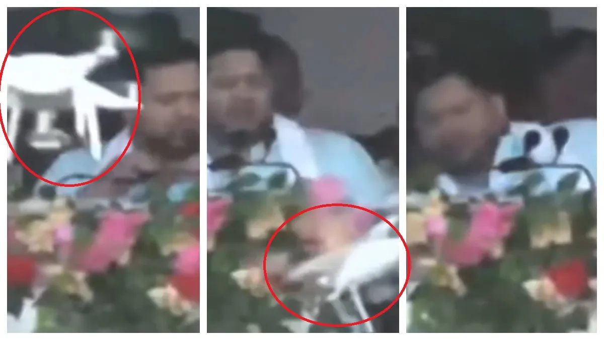 tejashwi-yadav-narrowly-escapes-injury-as-drone-crashes-into-podium-during-rjd-leaders-speech-in-patna-video