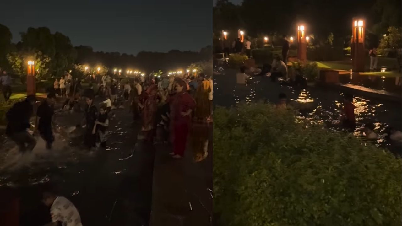 visitors-turn-delhis-sunder-nursery-pond-into-swimming-pool-viral-video-of-people-bathing-leaves-internet-in-shock