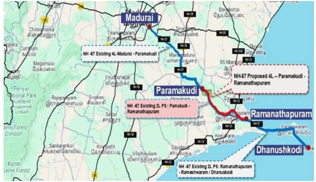 paramakudi-ramnathapuram-4-lane-project-section-on-madurai-dhanushkodi-corridor-to-provide-key-highway-air-rail-port-connectivity-know-cost-other-details