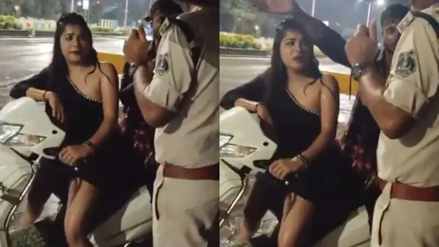 mere-husband-ko-maar-ke-drunk-woman-creates-chaos-on-road-accuses-police-of-killing-husband-shocking-video-goes-viral