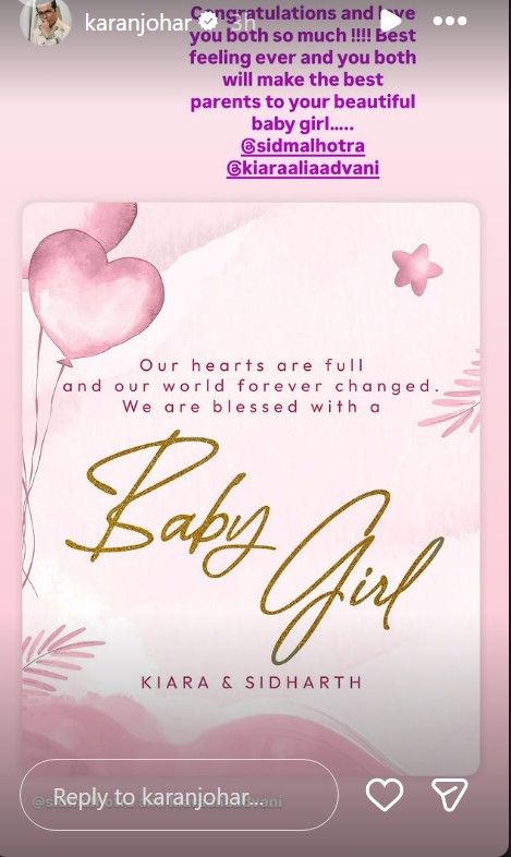 Karan Johar post for Sidharth Malhotra And Kiara Advani 