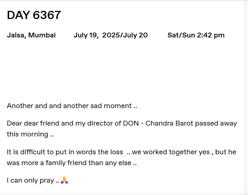 amitabh bachchan on don director demise