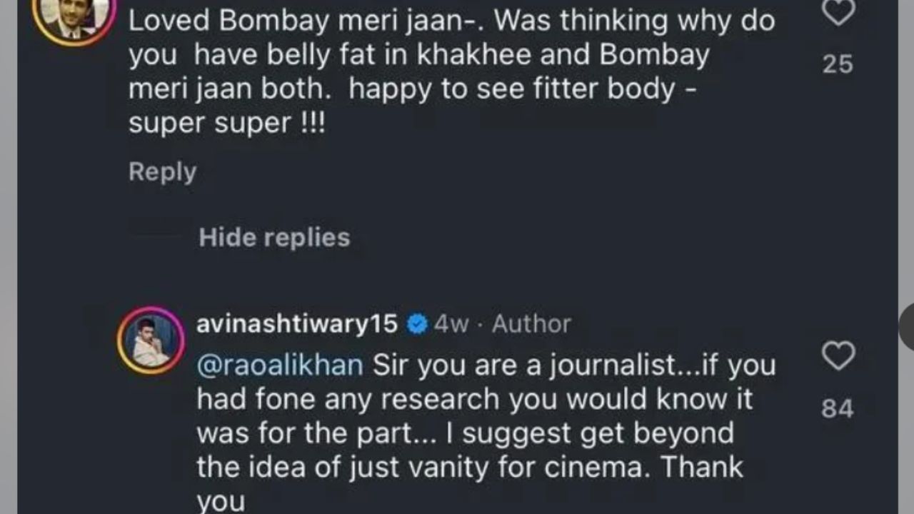 avinash tiwary comment reddit