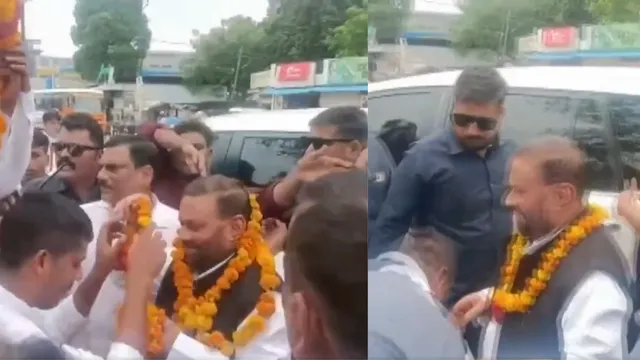 swami-prasad-maurya-former-up-minister-slapped-during-welcome-ceremony-in-raebareli-watch