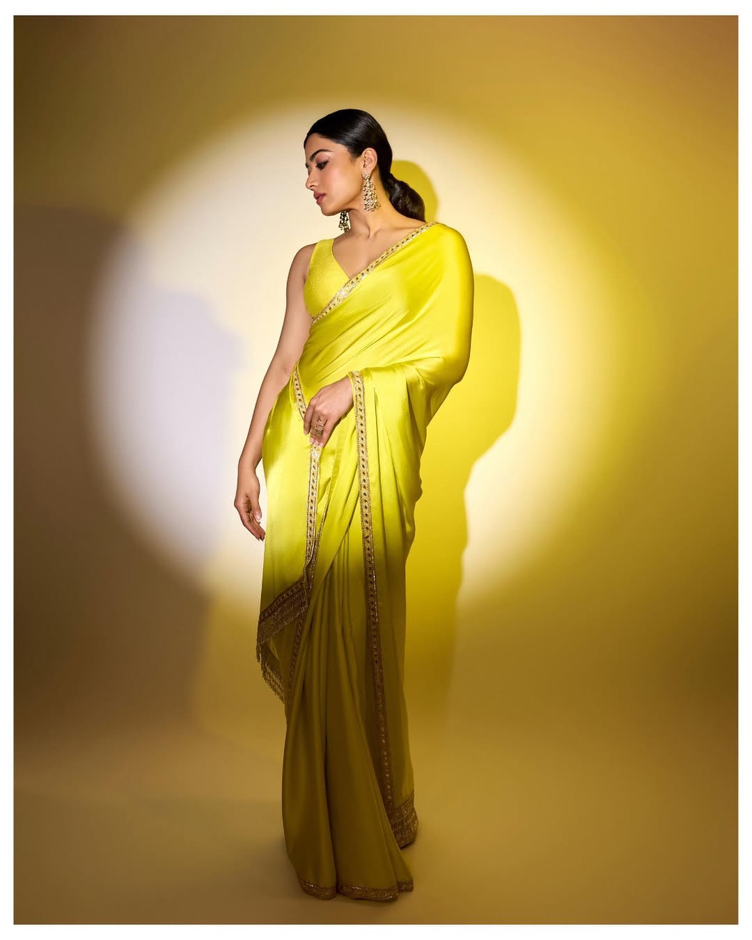 Rashmika Mandanna In Satin Silk Saree