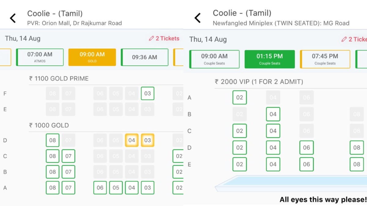 Coolie Ticket Price Bengaluru