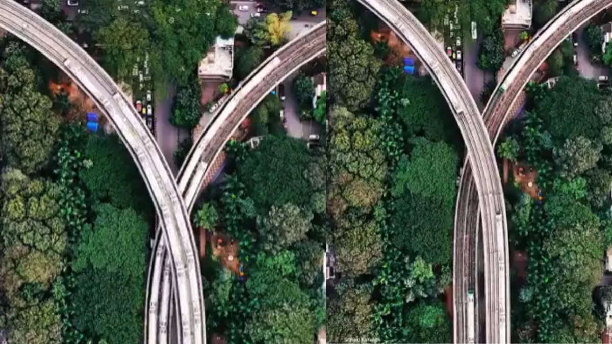 bengaluru-namma-metro-viral-drone-video-captures-yellow-green-line-metro-crossing-simultaneously-at-rv-road-interchange-watch