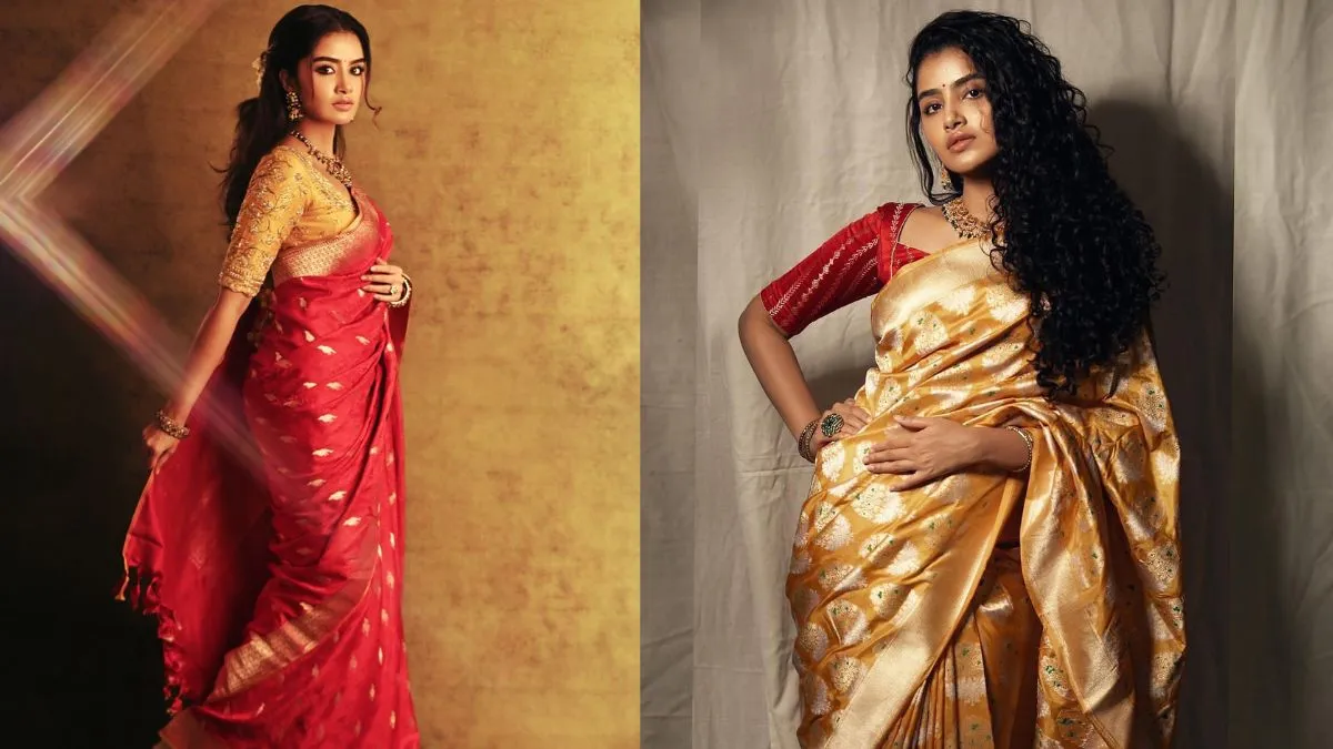 anupama-parameswaran-inspired-elegant-silk-saree-looks-to-attend-south-indian-wedding
