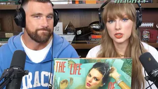 Taylor Swift Steals A Kiss From Boyfriend Travis Kelce During New Heights Podcast Moment