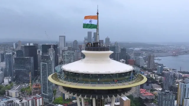 Indian-American Community Celebrates 79th Independence Day, Hoists Tricolour For First Time At 605-ft Seattle Space Needle | Video