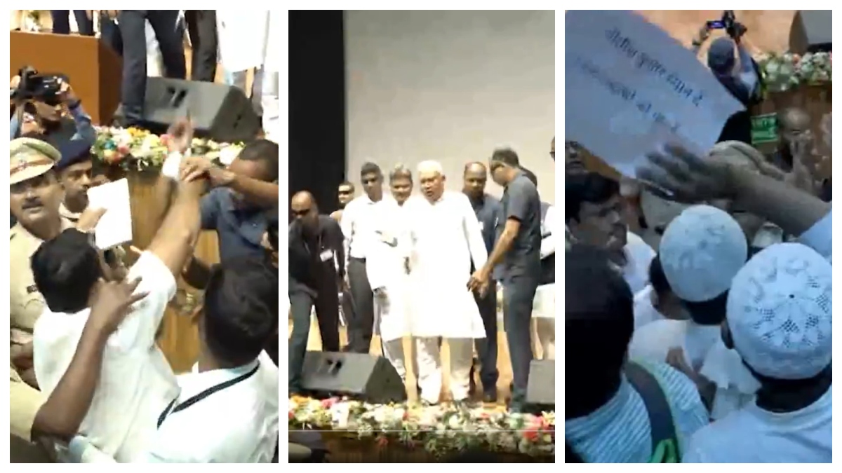 ruckus-at-nitish-kumars-patna-event-as-madarsa-teachers-appeal-bihar-cm-to-address-their-issues-video