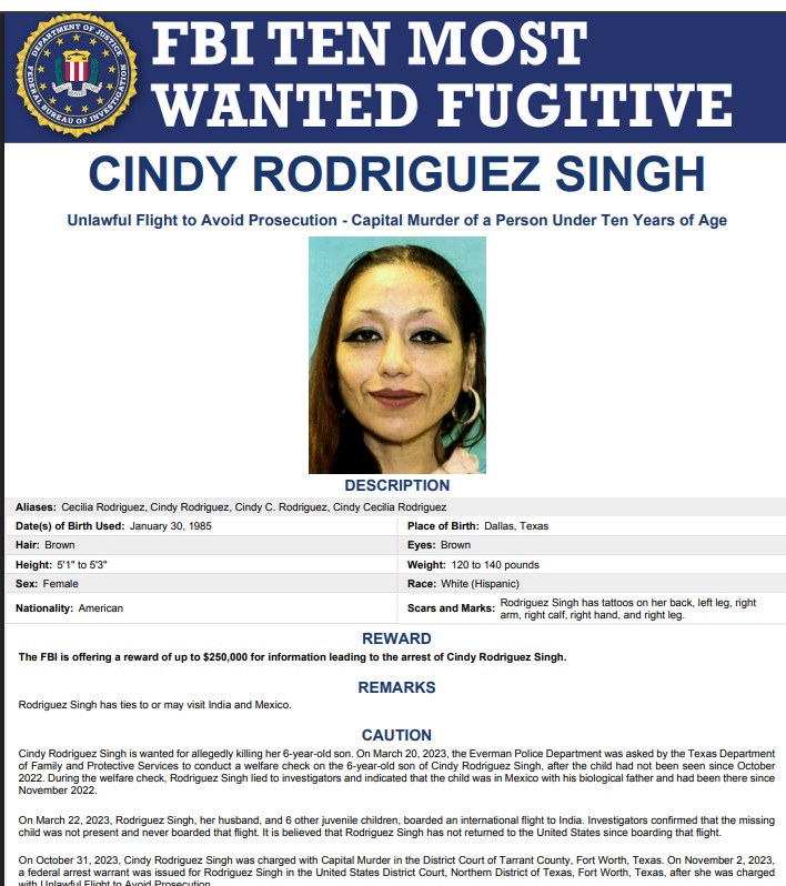 fbi most wanted mom arrested IN US
