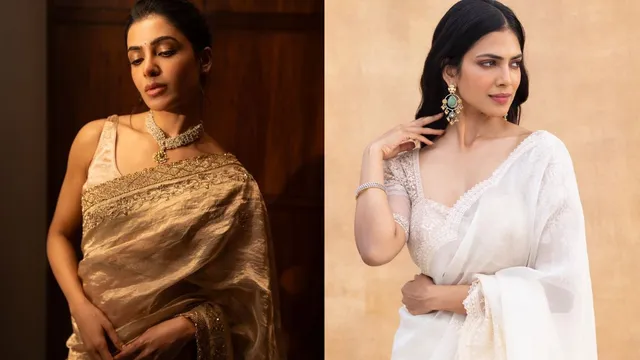 samantha-ruth-prabhu-malavika-mohanan-and-others-inspired-saree-blouse-designs-for-onam-2025