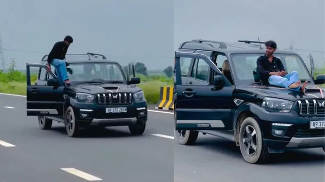 up-man-jumps-out-of-moving-suv-and-climbs-onto-bonnet-to-make-reel-police-impose-rs-30500-fine-and-seize-car