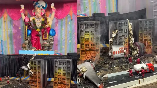air-india-crash-themed-ganesh-chaturthi-pandals-face-strong-backlash-for-being-disrespectful-and-distasteful-video