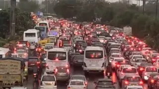 DND Flyover In Noida Hit With Massive Traffic Snarls Amid Heavy Rainfall In Delhi-NCR