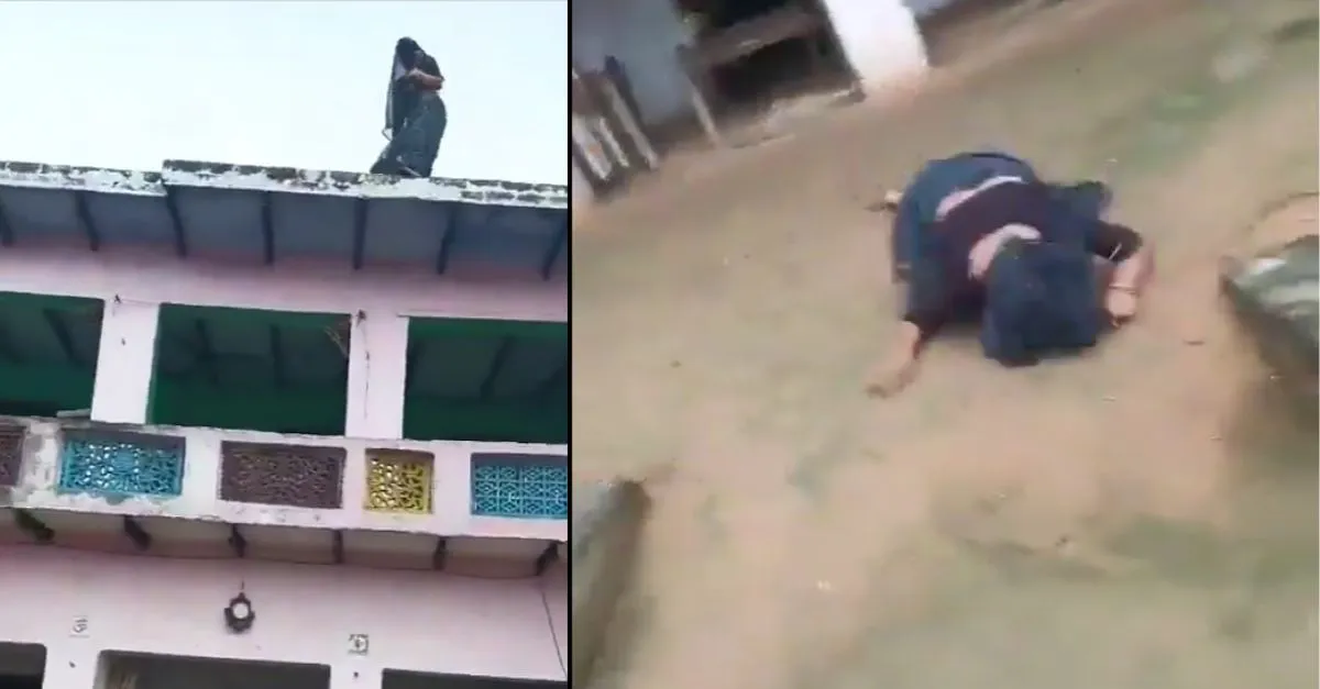 up-woman-jumps-off-roof-after-husbands-dare-suffers-fractures-in-laws-accused-of-dowry-and-sexual-harassment-video