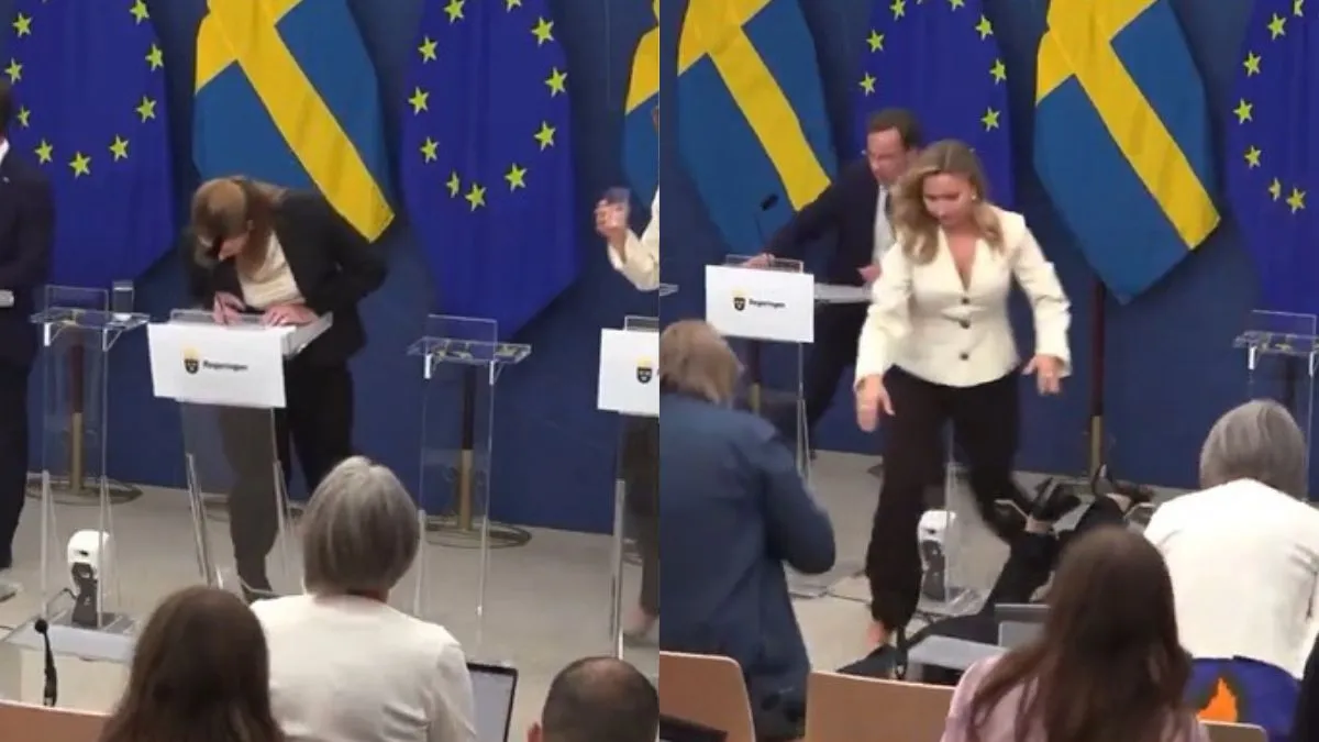 chaos-at-sweden-press-briefing-health-minister-elisabet-lann-collapses-on-stage-as-pm-rush-to-assist-watch-viral-video
