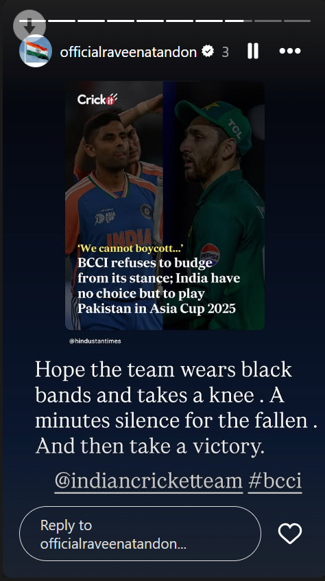 Raveena Tandon on Asia cup 2025 