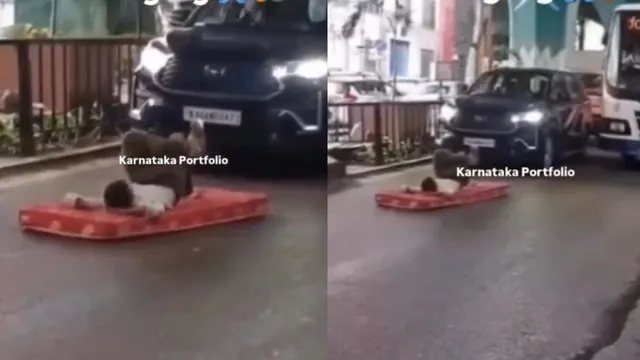 bengaluru-man-sleeps-on-mattress-in-middle-of-busy-road-netizens-demand-strict-action-after-video-goes-viral