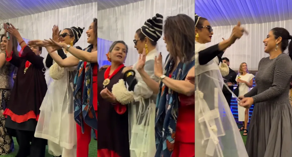 rekha-grooves-to-iconic-hook-steps-of-kaisi-paheli-with-vidya-balan-madhuri-dixit-on-shabana-azmi-75th-birthday