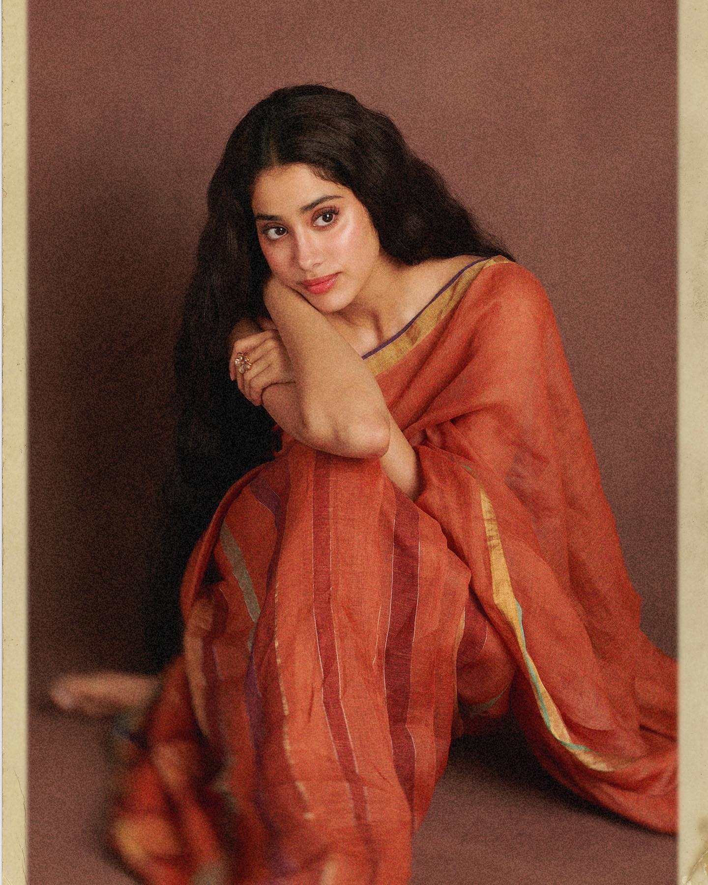 Janhvi Kapoor In Orange Saree