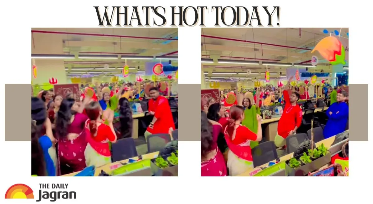 whats-hot-today-viral-durga-puja-celebration-inside-kolkata-office-leaves-internet-divided-over-fun-or-forced-video