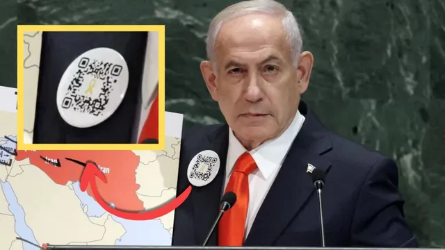 netanyahu-unga-qr-code-israel-hamas-october-7-attacks