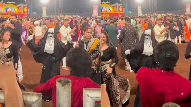 woman-dressed-as-nun-joins-dandiya-dance-in-bhopal-her-serious-expressions-amid-festive-smiles-leave-internet-divided-video