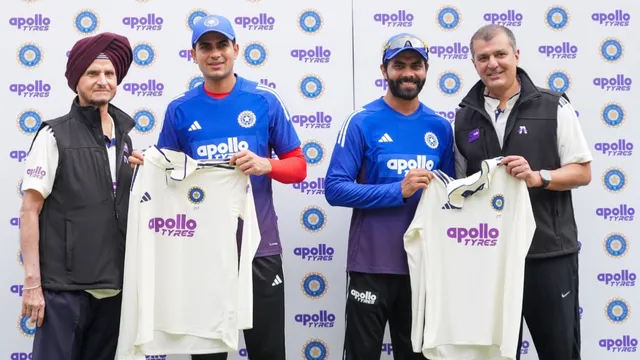 ind-vs-wi-shubman-gill-ravindra-jadeja-unveil-mens-cricket-team-jersey-with-apollo-tyres-logo