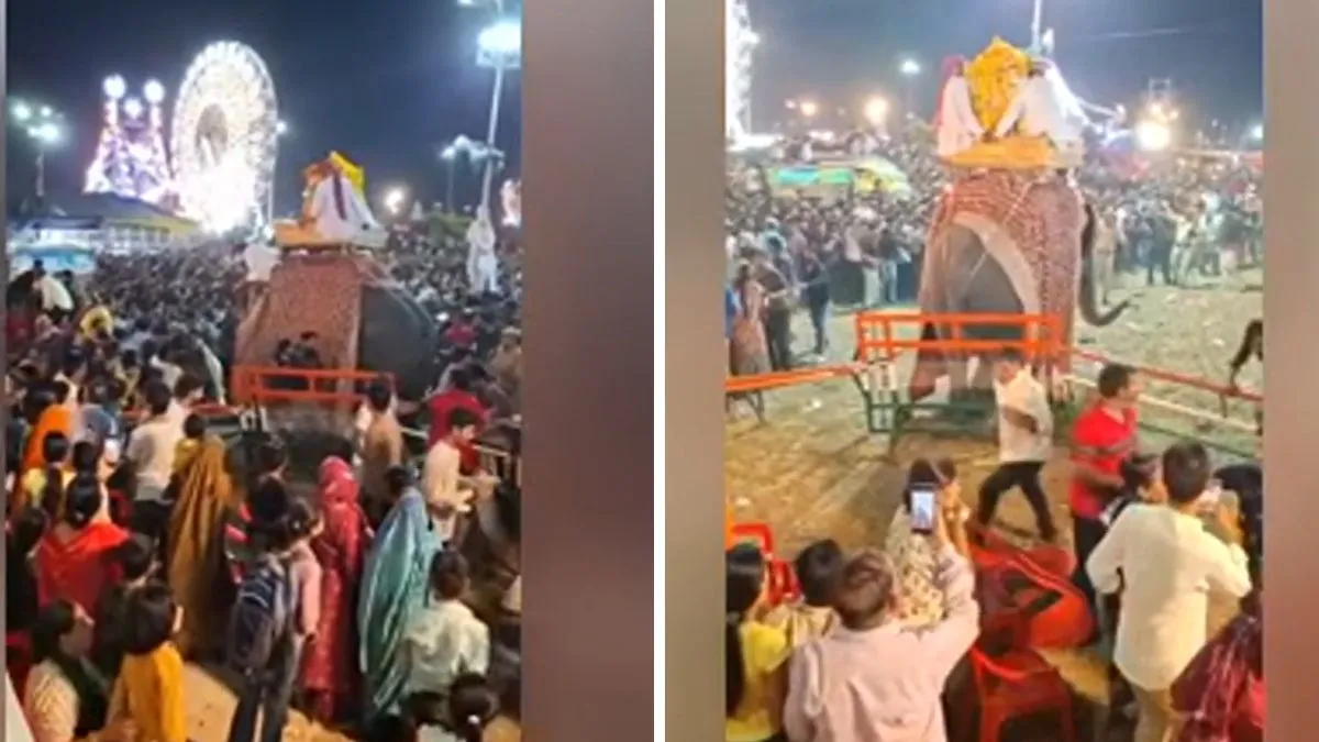kota-dussera-mela-2025-chaos-erupts-after-elephant-runs-amok-during-lord-laxminarayan-procession-at-nationla-dussehra-fair