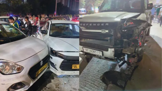 noida-accident-speeding-land-rover-defender-triggers-multi-vehicle-collision-near-sector-129-gulshan-mall