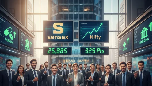 sensex-rises-329-pts-nifty-ends-at-25885-on-rally-in-pharma-banking-shares