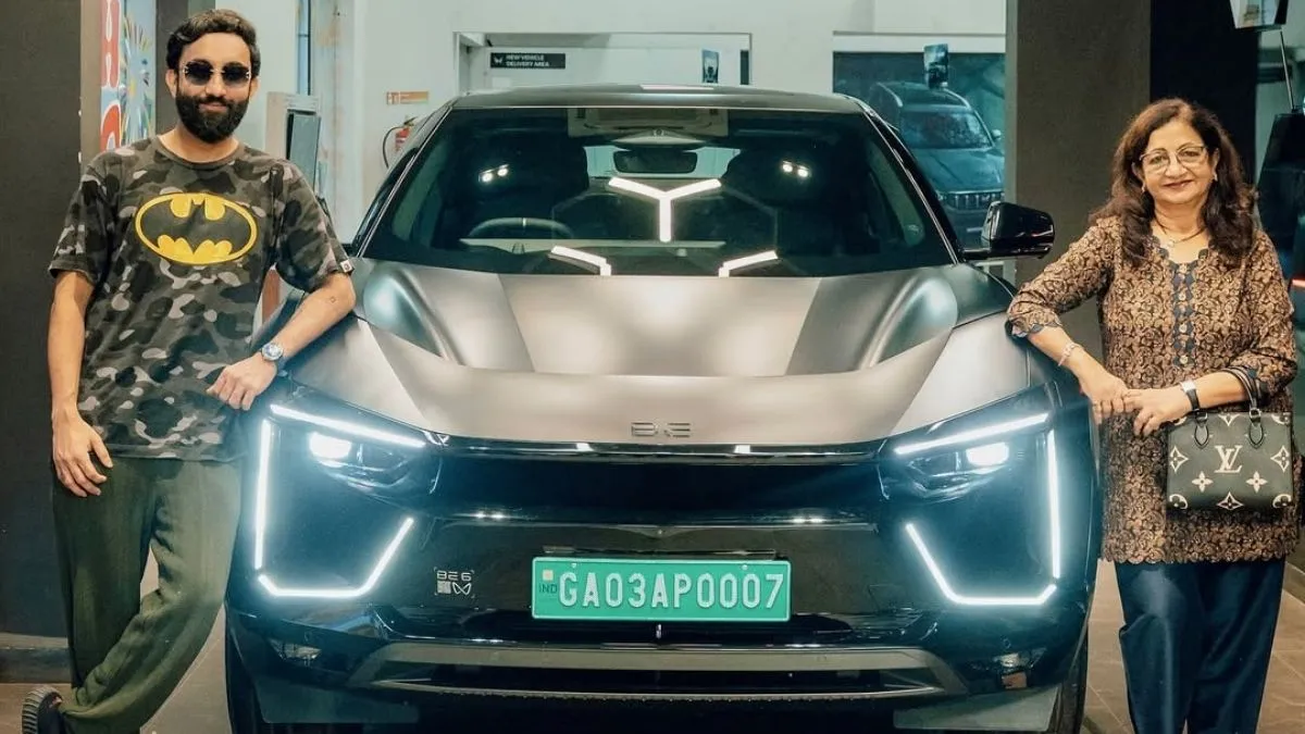 indian-cricketer-ganeshraj-narvekar-takes-delivery-of-mahindra-be-6-batman-edition-watch-video