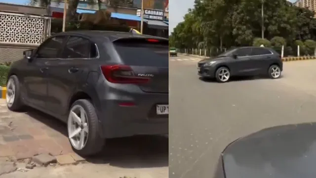 greater-noida-man-shows-off-dangerous-stunt-in-baleno-ends-up-with-rs-57500-challan-video